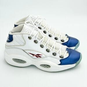 Reebok Question Mid Blue Toe Allen Iverson White Blue